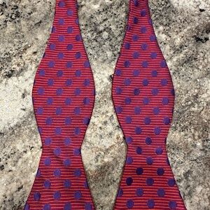 Ted Baker Handmade Silk Bow Tie Pink Purple Polka Dot Men's